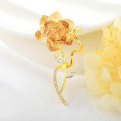  Arannyal bevont exkluzív virágszál bross pezsgőszínű Swarovski kristályokkal (0687. ) (XR09595F)