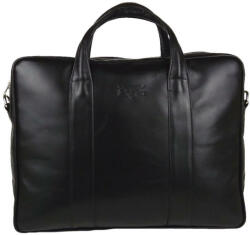 Blázek és Anni bőr laptop táska szivaccsal bélelt oldalfallal, laptoptartó zsebbel 40*31 cm - Fekete