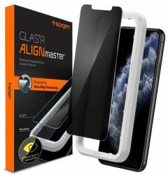 Spigen Folie Privacy pentru iPhone 11 / XR - Spigen Glass. TR Align Master - Neagra