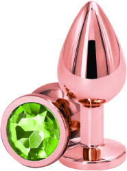 Passion Labs Dop Anal Charm Anal Plug Large, Rose Gold, Piatra Verde Deschis, Passion Labs