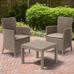 Keter Set mobilier de gradina, material polipropilena, Keter Salvador, pentru exterior, cu masuta, 2 fotolii, culoare cappuccino, rezistent UV si intemperii, usor de asamblat