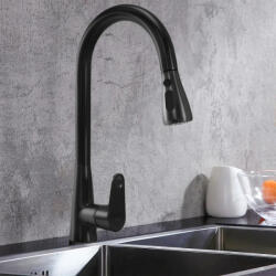 Rea Baterie bucatarie cu dus extractibil Rea Mild negru mat (5902557376322)