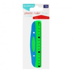 Starpak Műanyag 15 cm-es vonalzó - Kék-zöld