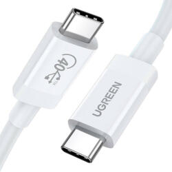 UGREEN USB-C-USB-C UGREEN USB4 kábel, 40 Gbps, 0, 8 m (fehér)