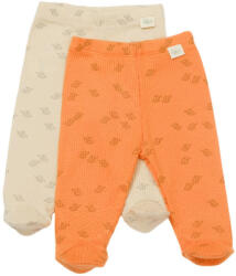BabyCosy Set 2 pantalonasi cu botosei Printed, BabyCosy, 50% modal+50% bumbac, Stone/Apricot (Marime: 0-3 Luni) (BC-CSYM11616-0) - esell