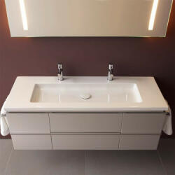 Laufen Living Square kerámia mosdó 130x48 cm kettő csaplyukkal és túlfolyóval, LCC bevonattal, fehér H8164364001071 (H8164364001071)