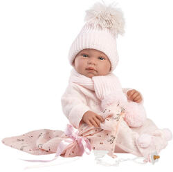 Llorens Llorens: Tina újszülött baba rózsaszín szettben babatakaróval és cumival 43cm (84338) - jatekshop