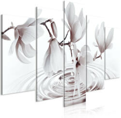 Artgeist Vászonkép - Magnolias over Water (5 Parts) Wide Grey 200x100