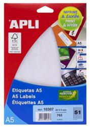 APLI Etikett, 45x8 mm, eltávolítható, ékszerekhez, A5 hordozón, APLI, 765 etikett/csomag (10307) - tonerpiac