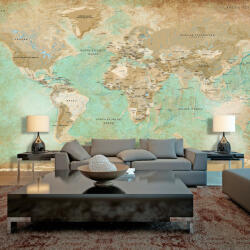 Artgeist Öntapadó fotótapéta - Turquoise World Map II 490x280