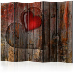 Artgeist Paraván - Heart on wooden background II [Room Dividers] - 5 részes 225x172