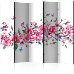Artgeist Paraván - Flowers and Butterflies II [Room Dividers] - 5 részes 225x172
