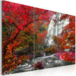 Artgeist Vászonkép - Beautiful Waterfall: Autumnal Forest 90x60