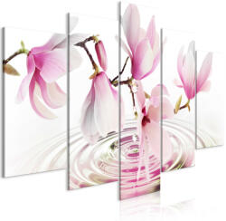 Artgeist Vászonkép - Magnolias over Water (5 Parts) Wide Pink 200x100