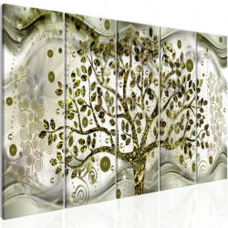 Artgeist Vászonkép - Tree and Waves (5 Parts) Green 200x80