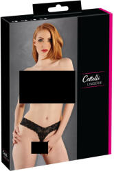 Cottelli Collection - dupla gyöngyös csipke tanga (fekete) (23218661041) - padlizsan