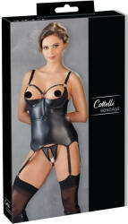 Cottelli Collection Bondage - fényes, mellemelős felső kézrögzítőkkel (fekete) (26321951031) - padlizsan