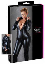 Cottelli Collection Plus Size - fényes hosszúujjú party overál (fekete) (27303401061) - padlizsan