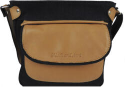 Blázek és Anni bőr és farmer kombinációval készült oldaltáska elejére patenttal csatolható mini táska 27*26 cm - Bézs