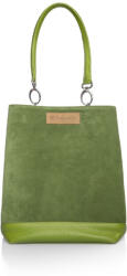 Khoani bőr és velúrbőr kombinálásával készült női táska zöld színben 33*31 cm - Zöld