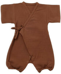 BabyJem Salopeta petrecuta din muselina, babycosy, 100% bumbac organic, caramiziu (marime: 9-12 luni)