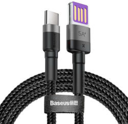 Baseus USB-USB-C kábel Baseus Cafule Huawei SuperCharge, QC 3.0, 5A 1m (fekete-szürke)