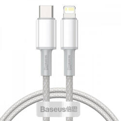 USB-C kábel Lightning Baseushoz, nagy sűrűségű fonott, 20 W, 5 A, PD, 1 m (fehér) - pixelrodeo