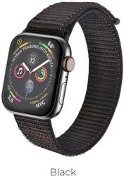 Hoco Apple Watch Series1/2/3/4/5(38/40mm) WB06 nylon sportszíj, Fekete