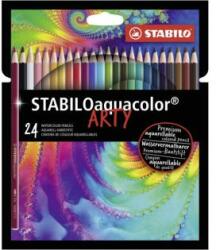 STABILO Creioane acuarela STABILO aquacolor ARTY, 24 buc de culori diferite