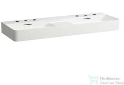 Laufen Val SaphirKeramik 120x42 cm-es mosdó 3 csaplyukkal, félig száraz zónával, matt fehér H8142827571081 (H8142827571081)