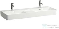 Laufen Val SaphirKeramik 120x42 cm-es mosdó 2 csaplyukkal, félig száraz zónával, LCC Active bevonattal, fehér H814282A001041 (H814282A001041)