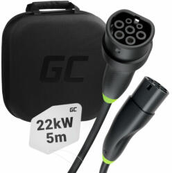 Green Cell Green Cell Snap Type 2 EV elekromos autó töltőkábel 22 kW 5 m Tesla Model 3 S X Y, VW ID. 3, ID. 4, ID. 5, Kia EV6, Audi E-Tron, Fiat 500e (GC-36574)