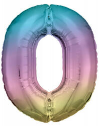 Pastel Rainbow óriás szám fólia lufi 0-ás, 83 cm (DPA9909708) - gyerekagynemu