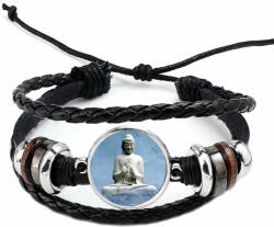 Maria King Fonott, dizájnbőr uniszex állítható Buddha karkötő, feliratozható (STM-uv-ka2-219)