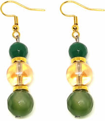 Maria King Green Gold angyal aura és achát fülbevaló (STM-as-068-f)