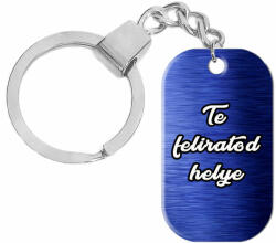 Maria King Egyedi feliratos, rozsdamentes fém dögcédula kulcstartó, kék színben (stm-fem-kud-632-k)