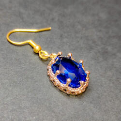 Maria King Ovális sötétkék kvarc kristály fülbevaló, 1 pár (STM-946-f)