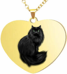 Maria King Fekete macska medál lánccal, választható több formában és színben (STM-0430-l)