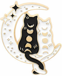 Maria King Fehér és fekete macskás (a Holdon) kitűző (WK522)
