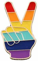 Maria King Szivárvány színű V jel kitűző (WK91)
