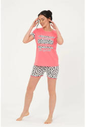 Sude Pijama dama tricou si pantalon scurt, roz Animal Print