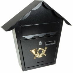  Casuta postala neagra, din otel inoxidabil , 37.5 x 8.5 x 38 cm