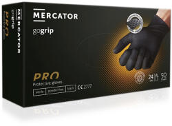 Mercator Medical Set 50 de manusi nepudrate, din nitril, texturate, negre, marimea XL, MERCATOR