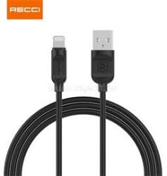 Recci KAB RCL-P100B Lightning-USB kábel, fekete - 1m (6955482576106) (6955482576106)