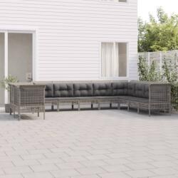 vidaXL Set mobilier de grădină cu perne, 10 piese, gri, poliratan (3187535) - vidaxl