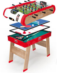 Smoby Fotbal de masă Powerplay 4v1 Smoby din lemn cu biliard, hochei, tenis de masă 94*60 cm de la 8 ani SM640002 (SM640002)