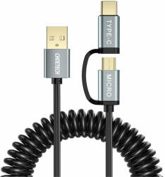 Choetech Кабел 2в1 Choetech, USB към USB-C / Micro USB, 1.2m, черен (XAC-0012-101BK)