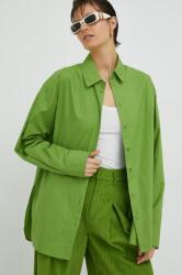 Gestuz camasa din bumbac IsolGZ femei, culoarea verde, cu guler clasic, relaxed PPYX-KDD04W_91X