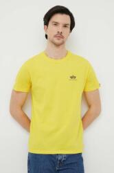 Alpha Industries tricou din bumbac culoarea galben, cu imprimeu 188505.465-EmpireYell PPYX-TSM27W_11X