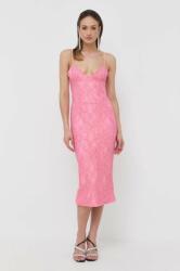 Bardot rochie culoarea roz, midi, drept PPYX-SUD1KZ_30X